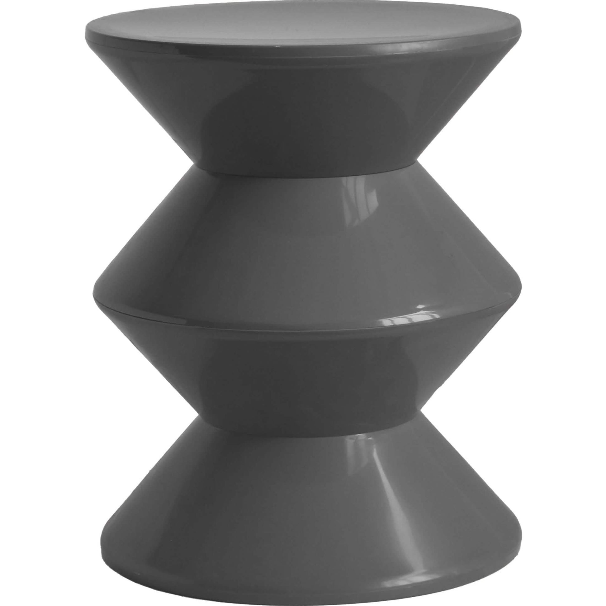 Aura Round Side Table in ABS Plastic With Contemporary Double-Hourglass Design Grey Side Table Leisuremod