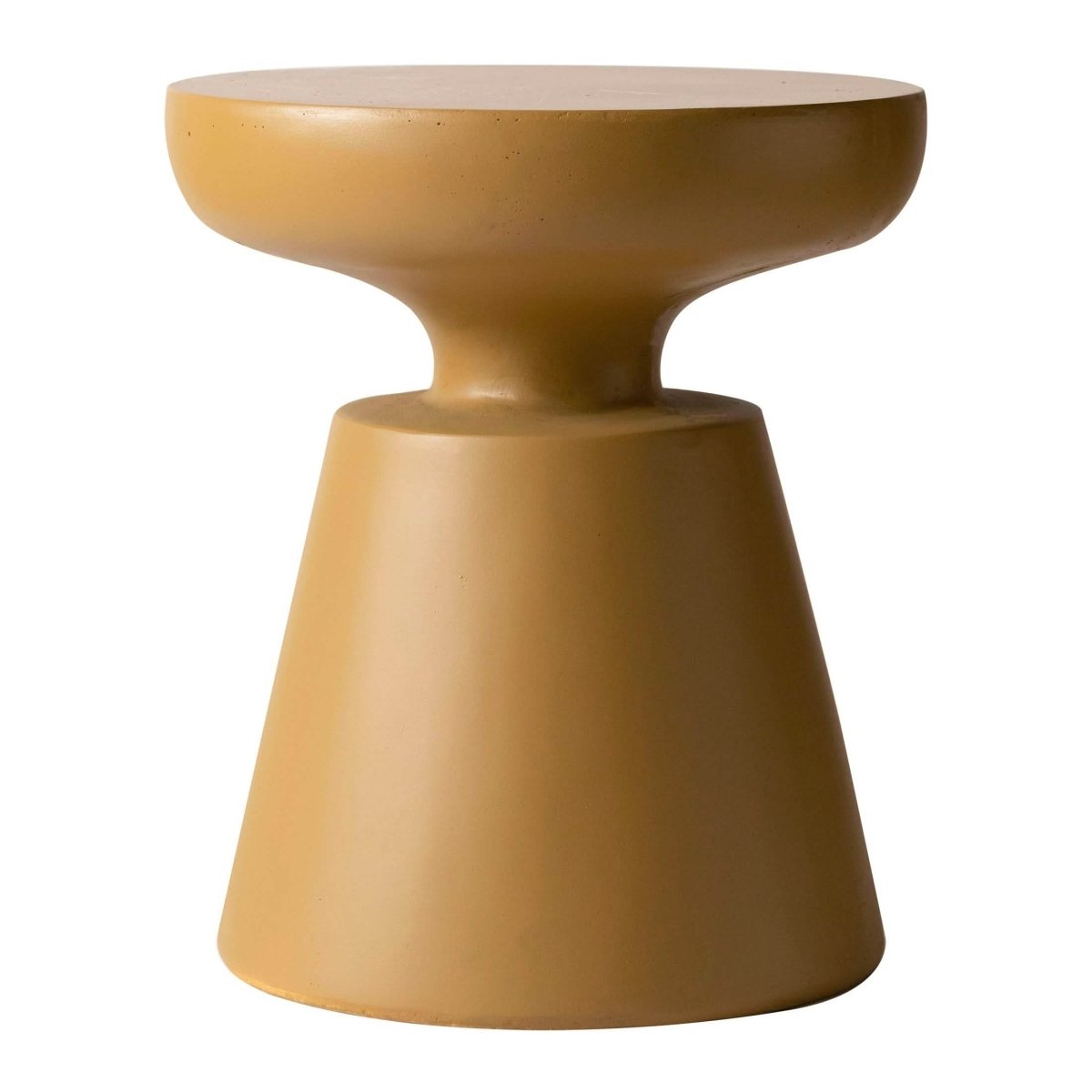 Isle Minimalist Side Table with Round Fiberstone Tabletop Accent Table and Pedestal Base Brown Side Table LeisureMod