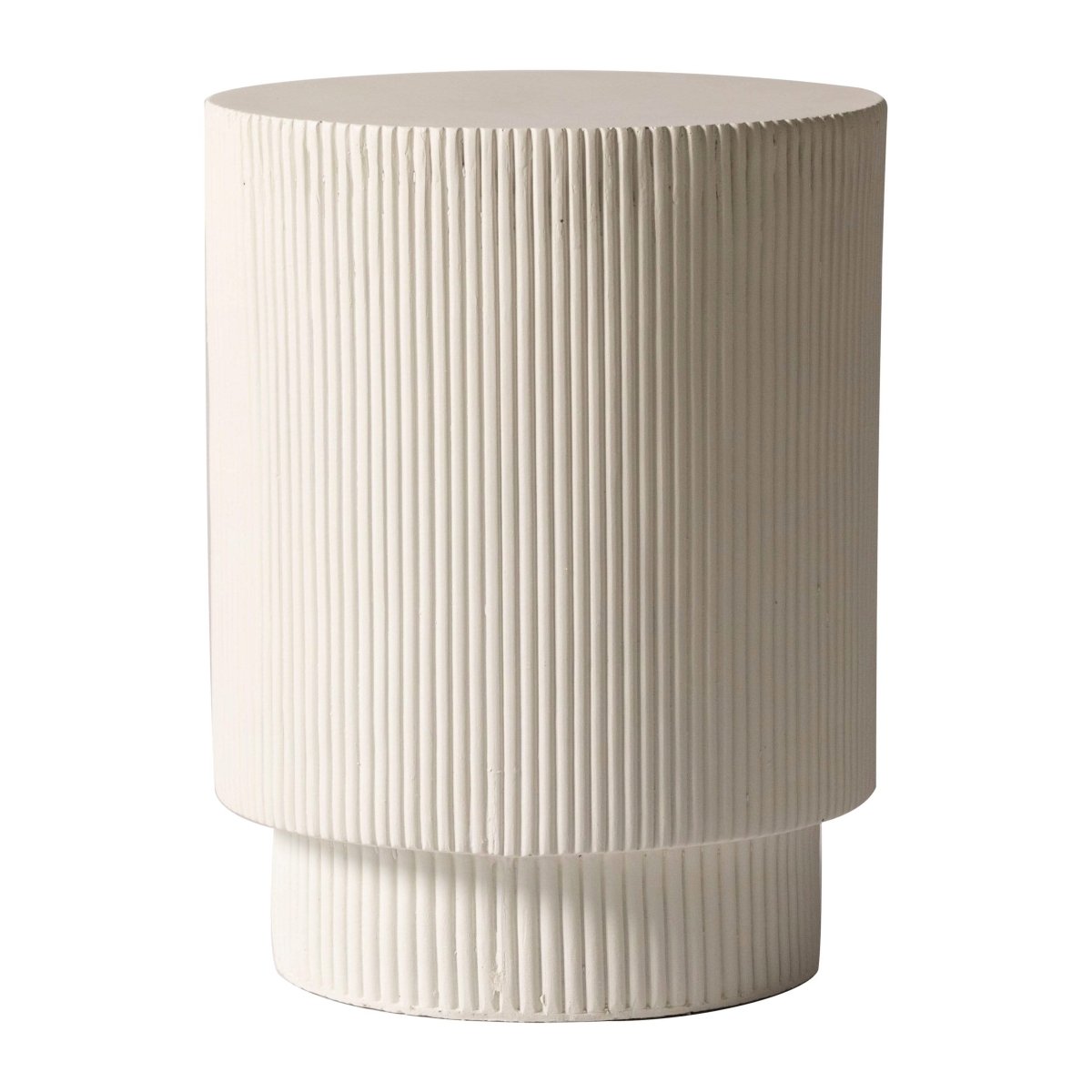 LeisureMod Side Table Light Grey Eden Series Side Table in Fiberstone Round Accent Table for Home, Living Room, Indoor, and Outdoor