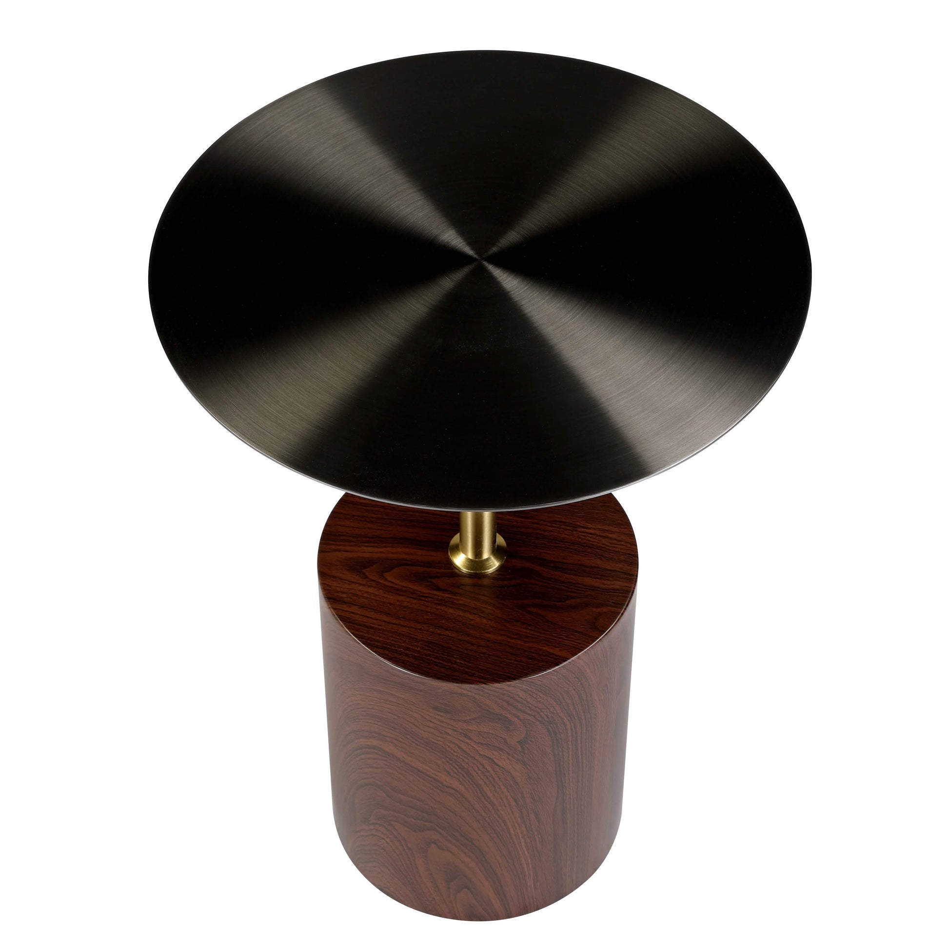 Malta Round Side Table Modern Accent End Table with Stainless Steel Pedestal Base Brown Side Table LeisureMod