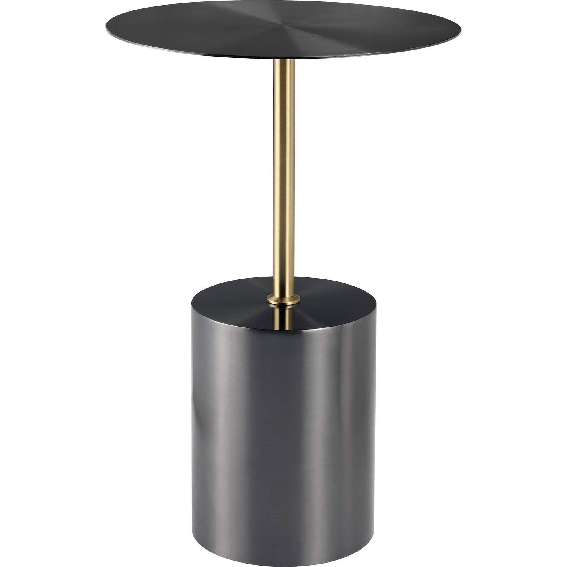 Malta Round Side Table Modern Accent End Table with Stainless Steel Pedestal Base Black Side Table LeisureMod