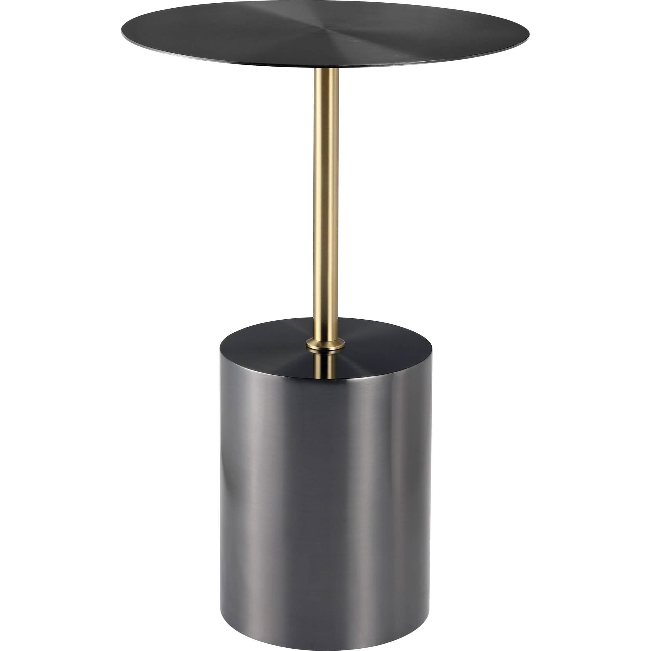 Malta Round Side Table Modern Accent End Table with Stainless Steel Pedestal Base Black Side Table LeisureMod