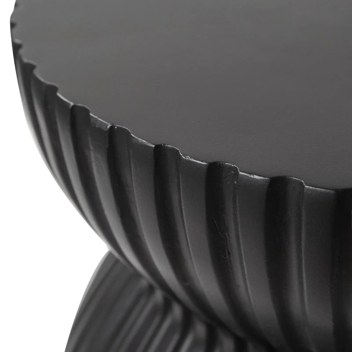 Leisuremod Side Table Mander Fiberstone Side Table with Ribbed Hourglass Design for Indoor and Outdoor