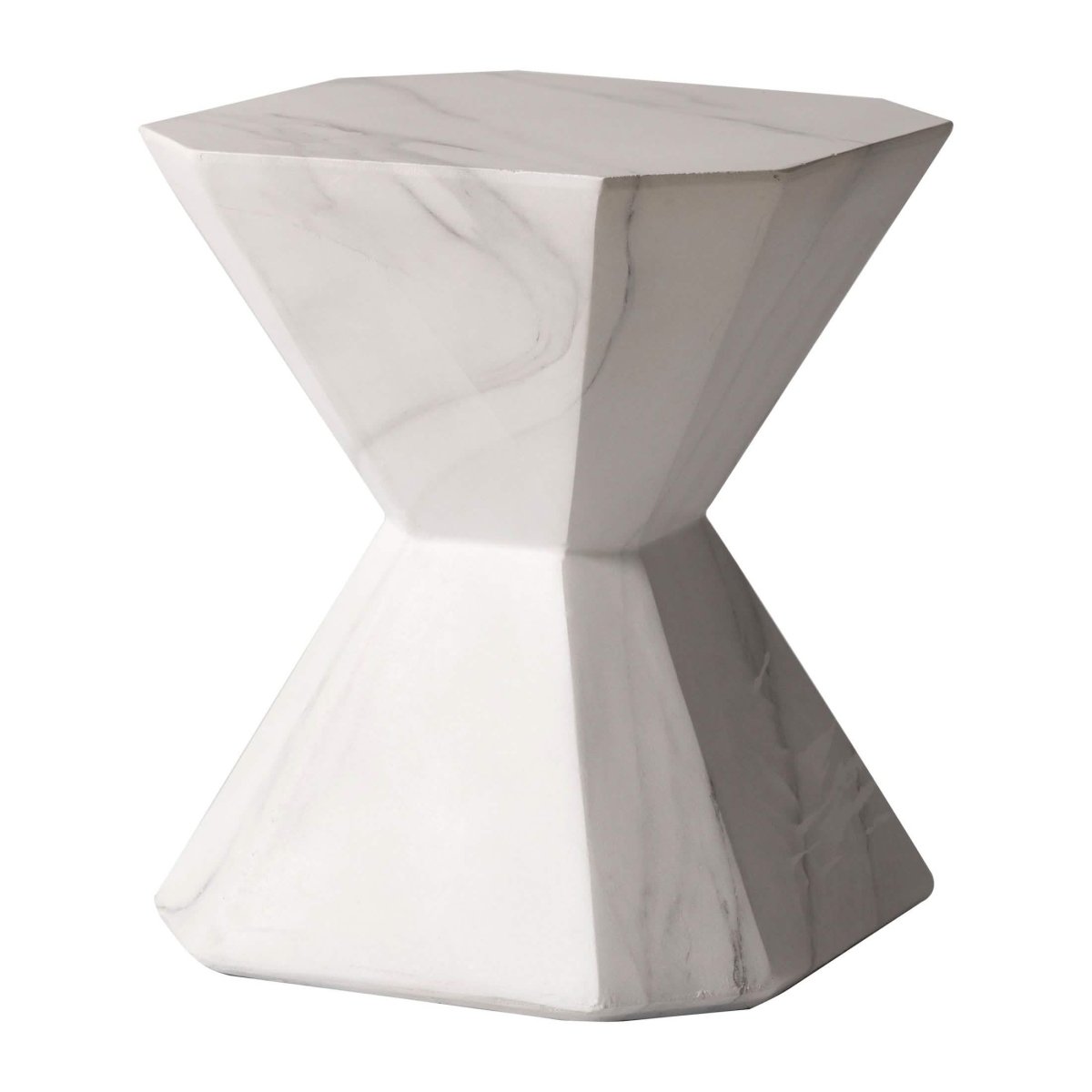 Azure Side Table Round Fiberstone Accent Table Marble White Side Table LeisureMod