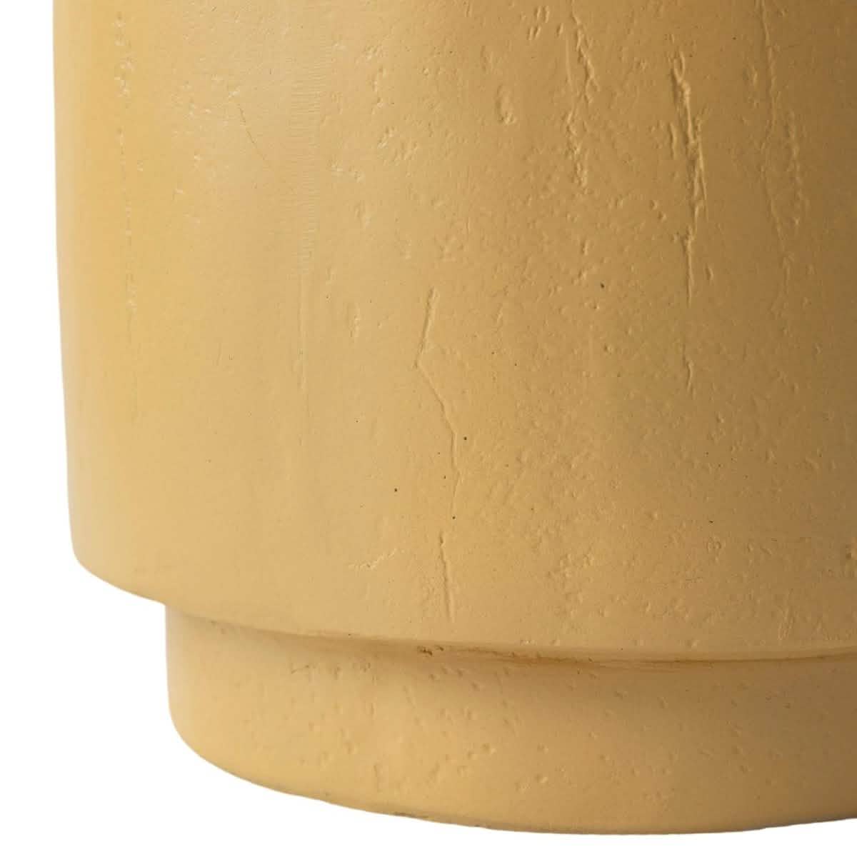 Leisuremod Side Table Ramble 14" Wide Round Side Fiberstone Table With Travertine/Painted Finish Tapered Base
