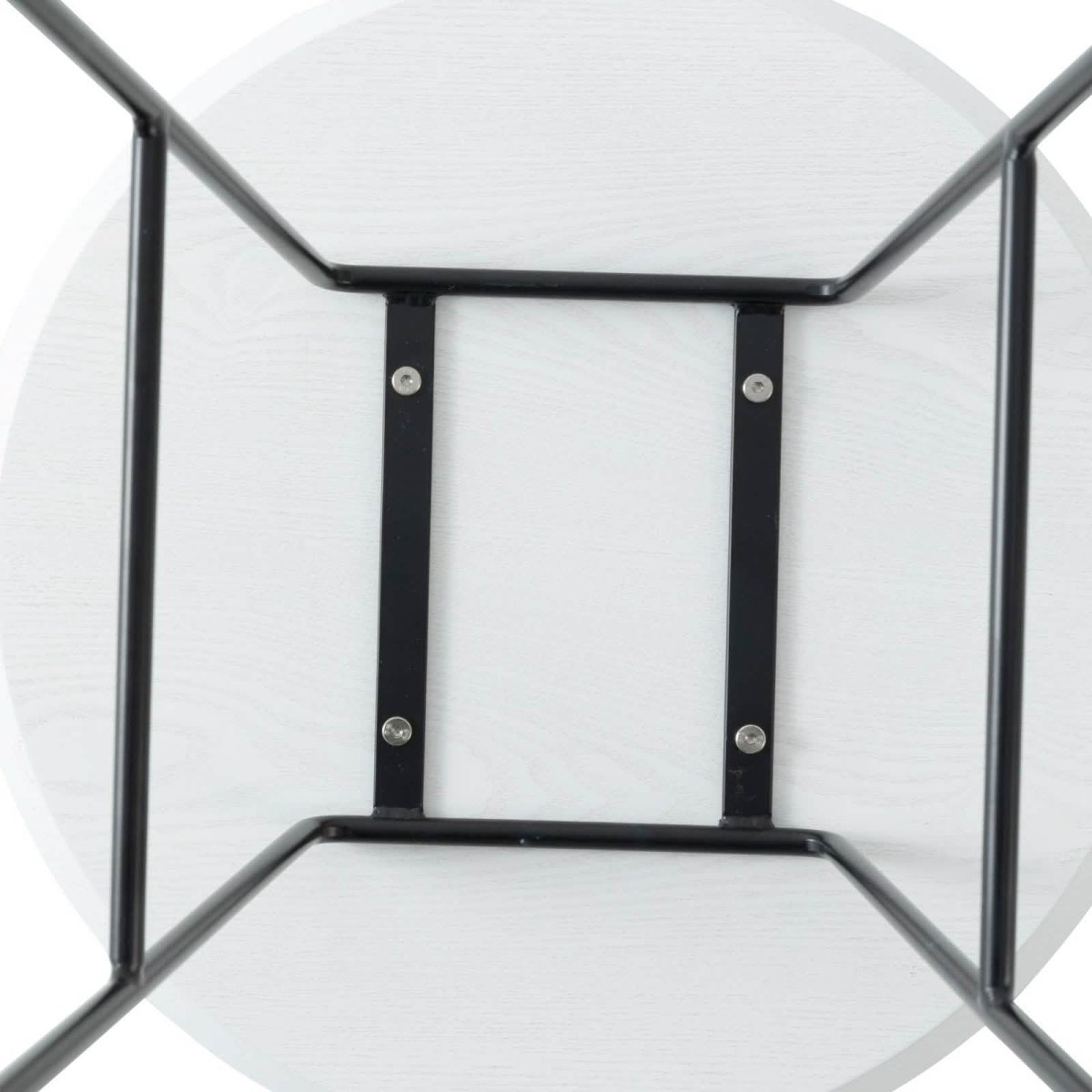 Rossmore Round Side Table with MDF Wood Tabletop in Black Steel Black Side Table Leisuremod