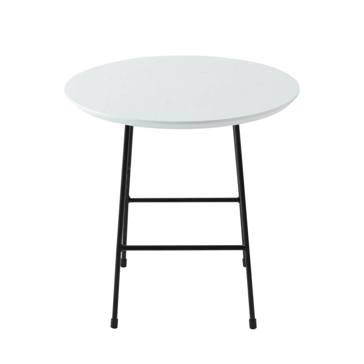 Rossmore Round Side Table with MDF Wood Tabletop in Black Steel Black Side Table Leisuremod