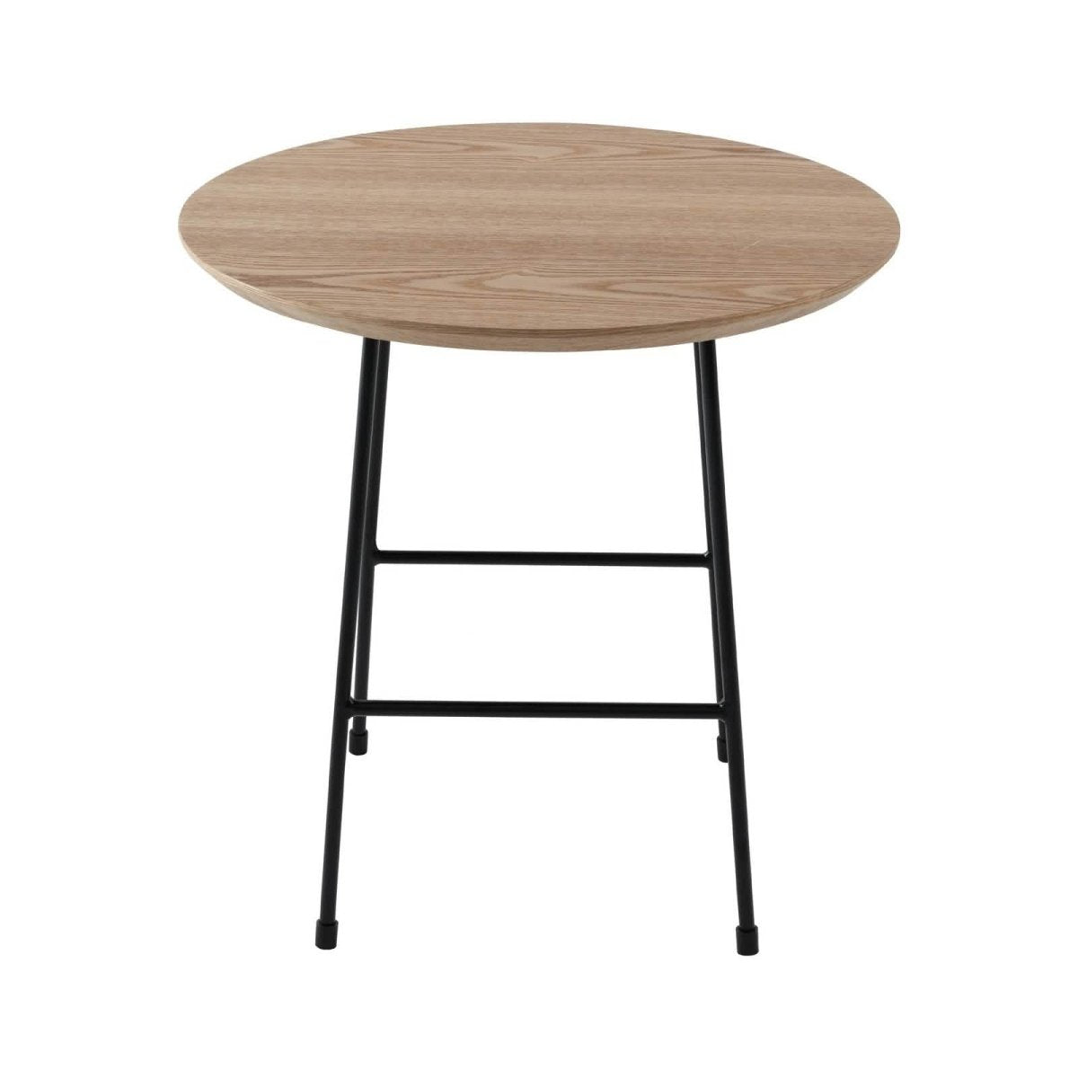 Rossmore Round Side Table with MDF Wood Tabletop in Black Steel Black Side Table Leisuremod