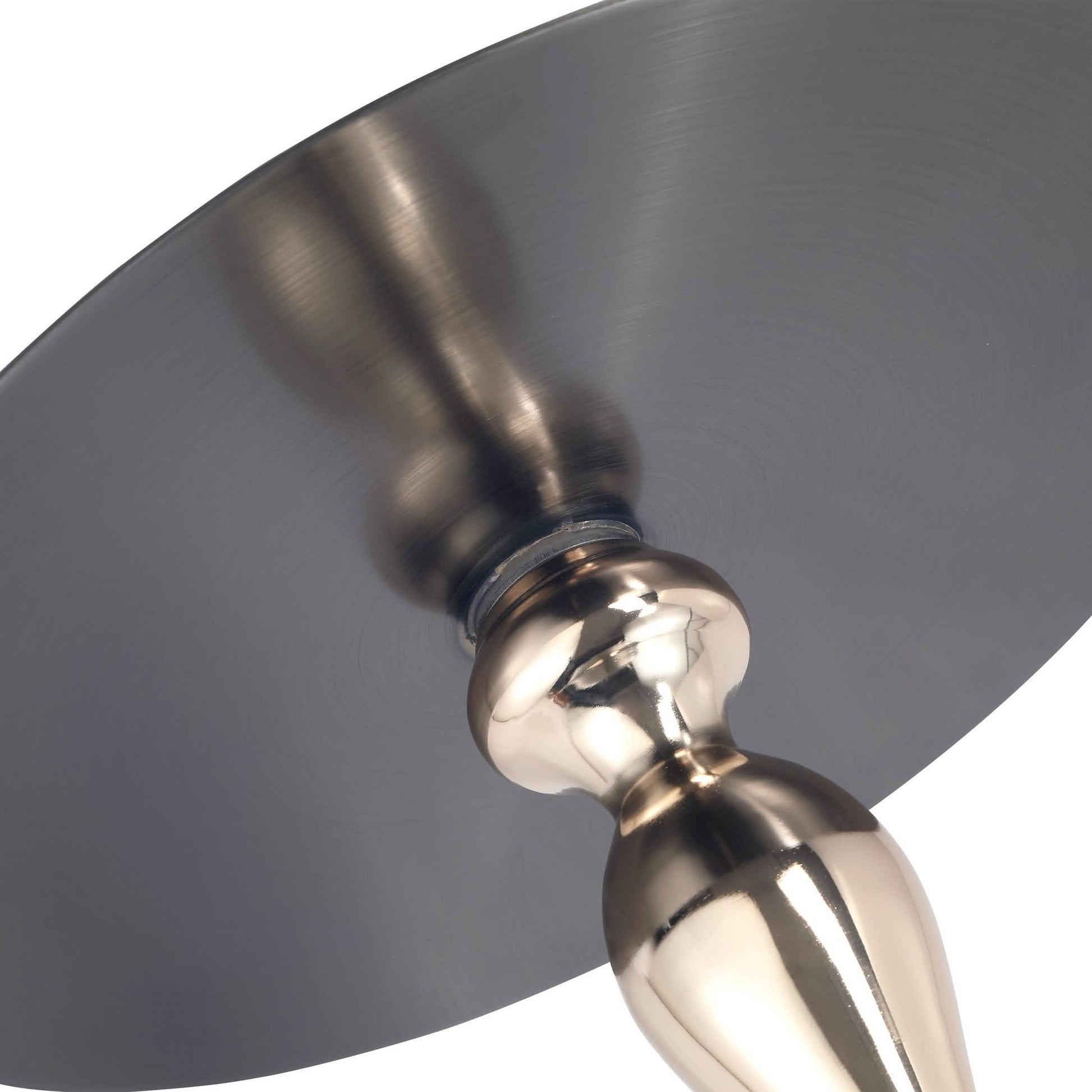 Savoy Wide Side Table with Stainless Steel Top Round Accent Table and Elegant Pedestal Base Black Grey Side Table LeisureMod