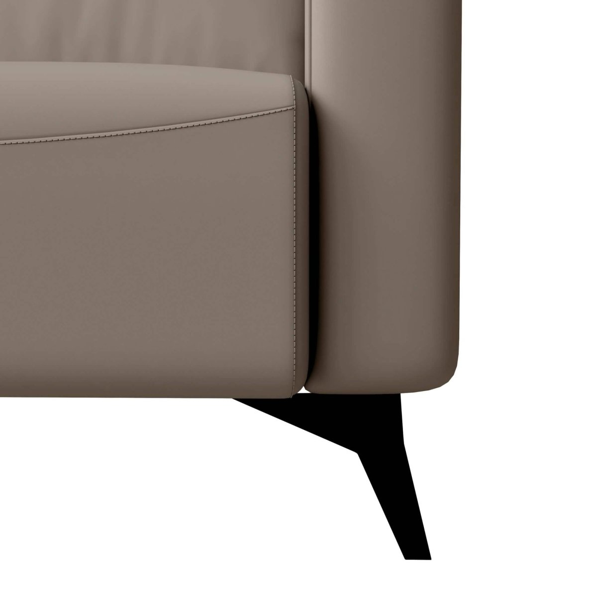 Inno 3-Seater Leather Wide Sofa with Stainless Steel Legs and Removable Cushions Taupe Sofa Leisuremod