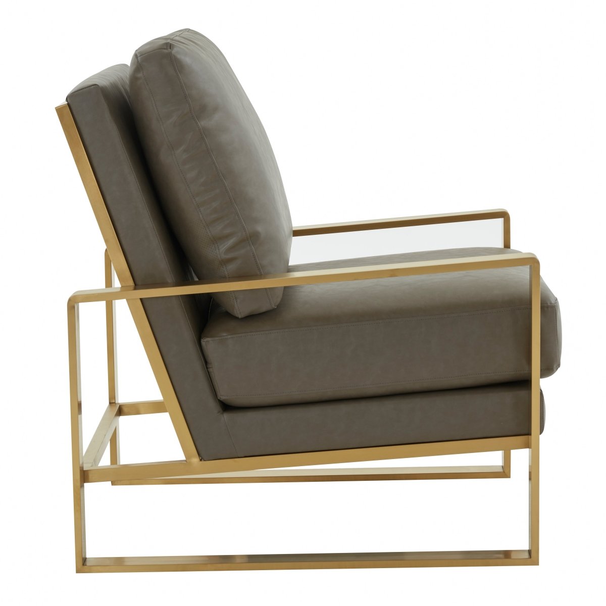 Leisuremod Sofa Jefferson Single-Seater Sofa Upholstered in Velvet/Leather and Gold/Silver Metal Frame