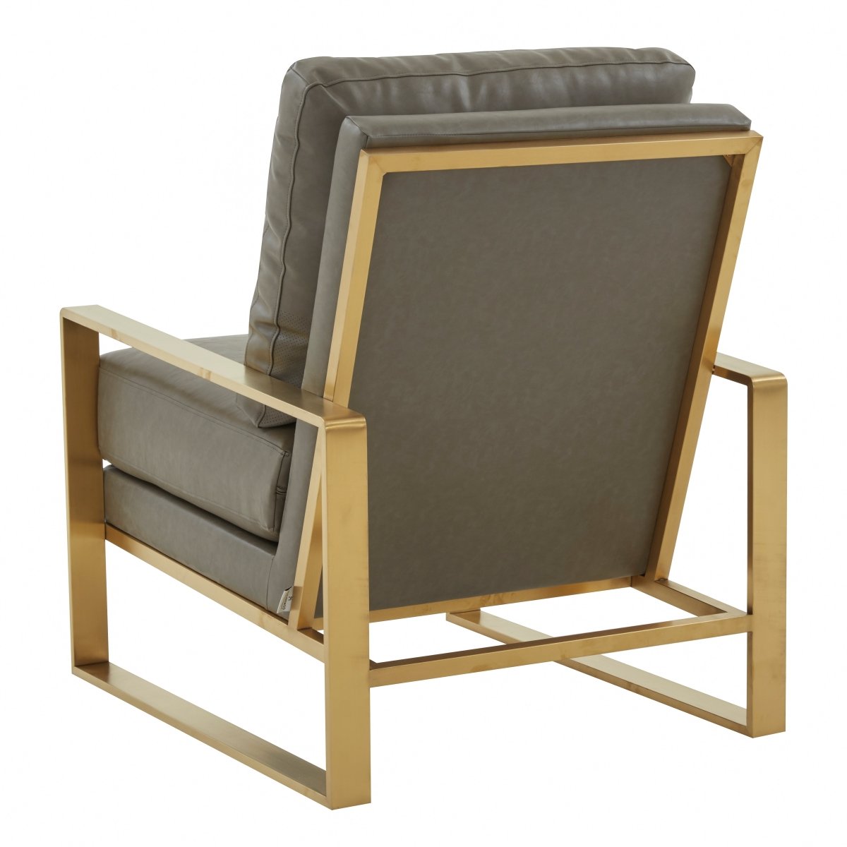 Leisuremod Sofa Jefferson Single-Seater Sofa Upholstered in Velvet/Leather and Gold/Silver Metal Frame
