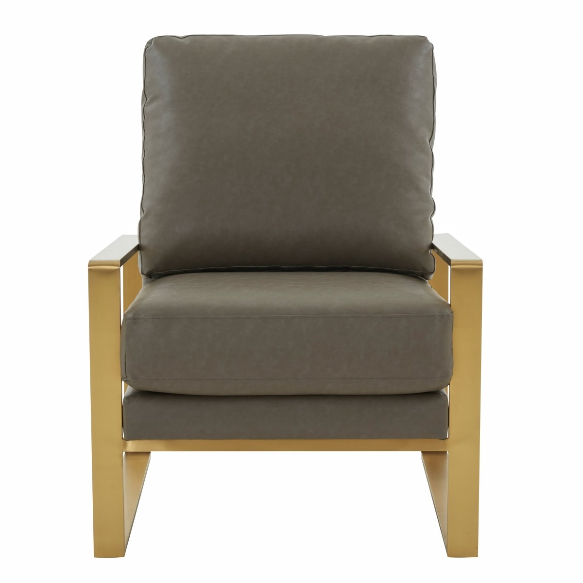Leisuremod Sofa Jefferson Single-Seater Sofa Upholstered in Velvet/Leather and Gold/Silver Metal Frame