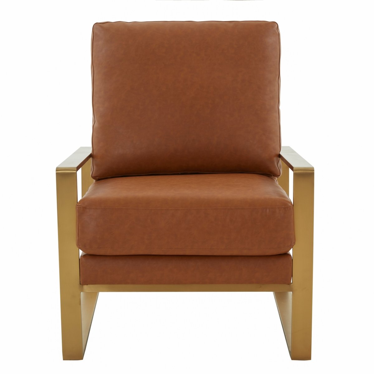 Leisuremod Sofa Jefferson Single-Seater Sofa Upholstered in Velvet/Leather and Gold/Silver Metal Frame