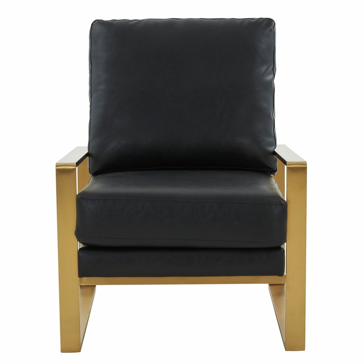 Leisuremod Sofa Jefferson Single-Seater Sofa Upholstered in Velvet/Leather and Gold/Silver Metal Frame