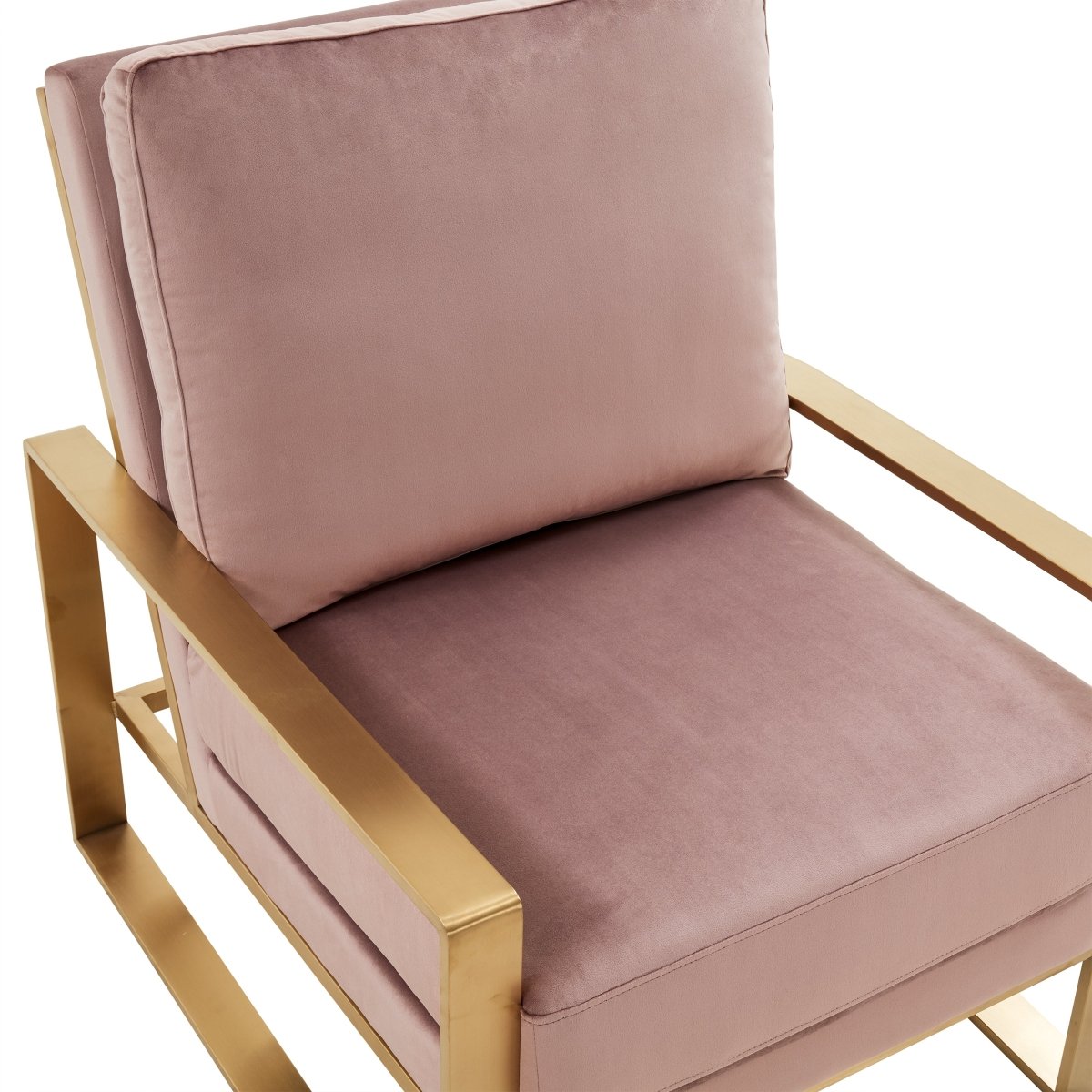 Leisuremod Sofa Jefferson Single-Seater Sofa Upholstered in Velvet/Leather and Gold/Silver Metal Frame
