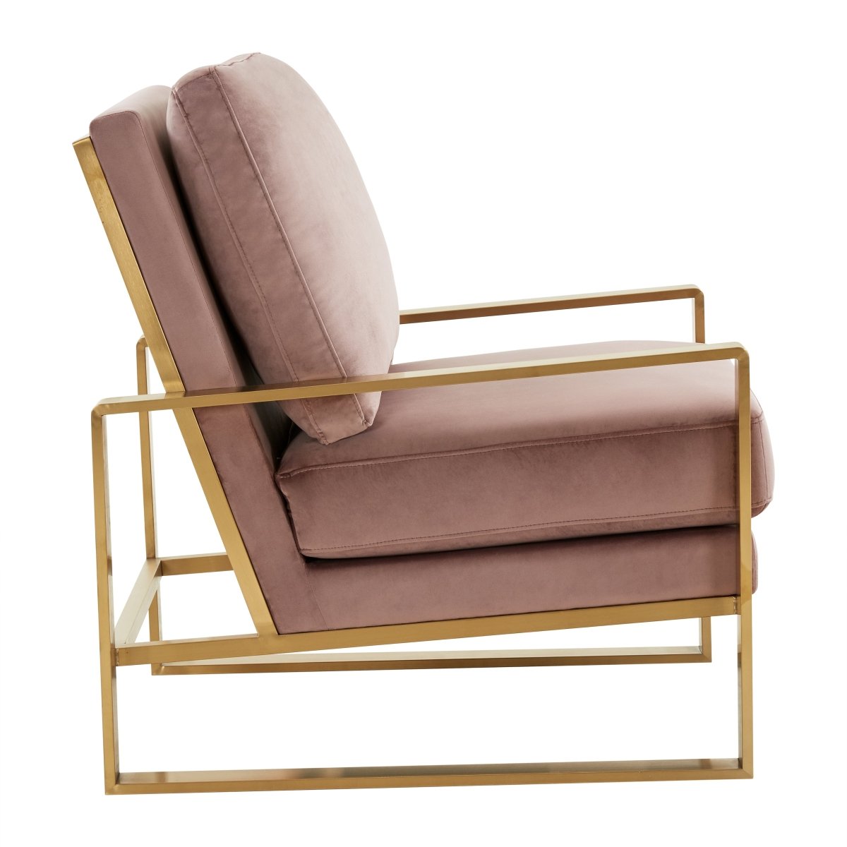 Leisuremod Sofa Jefferson Single-Seater Sofa Upholstered in Velvet/Leather and Gold/Silver Metal Frame