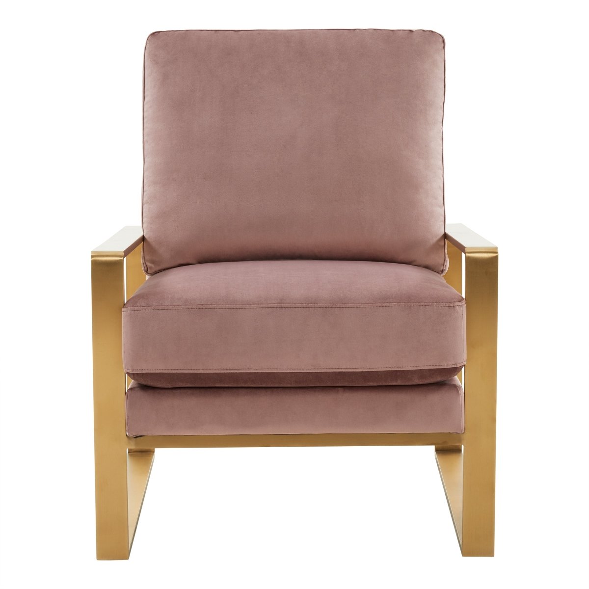 Leisuremod Sofa Jefferson Single-Seater Sofa Upholstered in Velvet/Leather and Gold/Silver Metal Frame