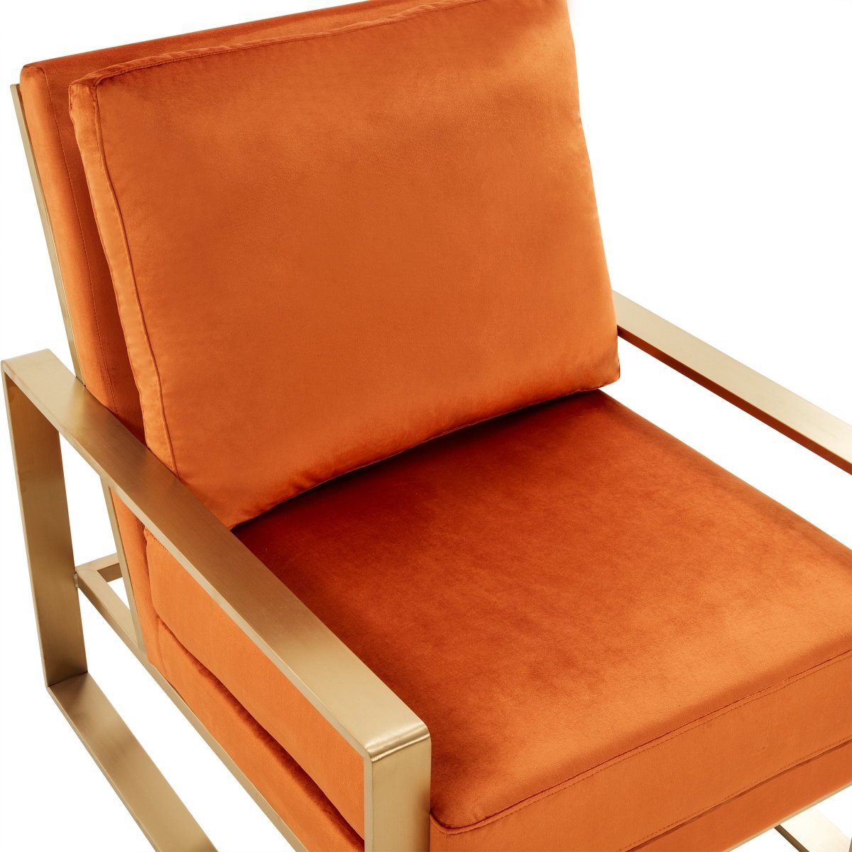Leisuremod Sofa Jefferson Single-Seater Sofa Upholstered in Velvet/Leather and Gold/Silver Metal Frame