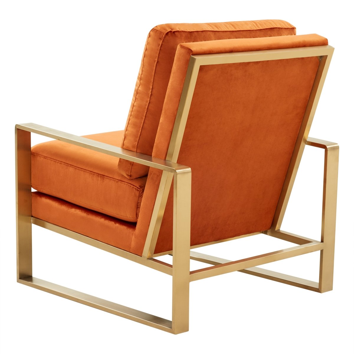 Leisuremod Sofa Jefferson Single-Seater Sofa Upholstered in Velvet/Leather and Gold/Silver Metal Frame