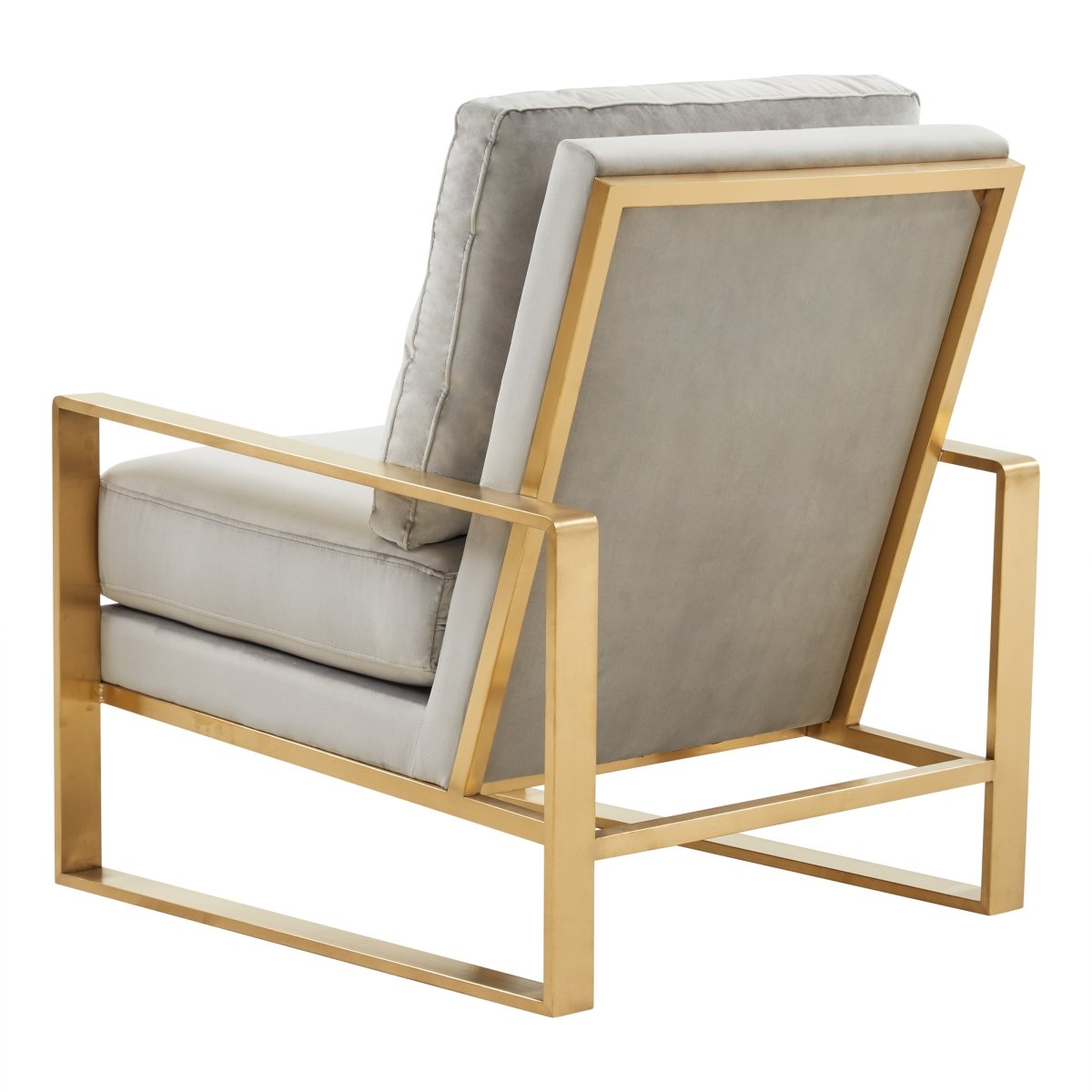 Leisuremod Sofa Jefferson Single-Seater Sofa Upholstered in Velvet/Leather and Gold/Silver Metal Frame