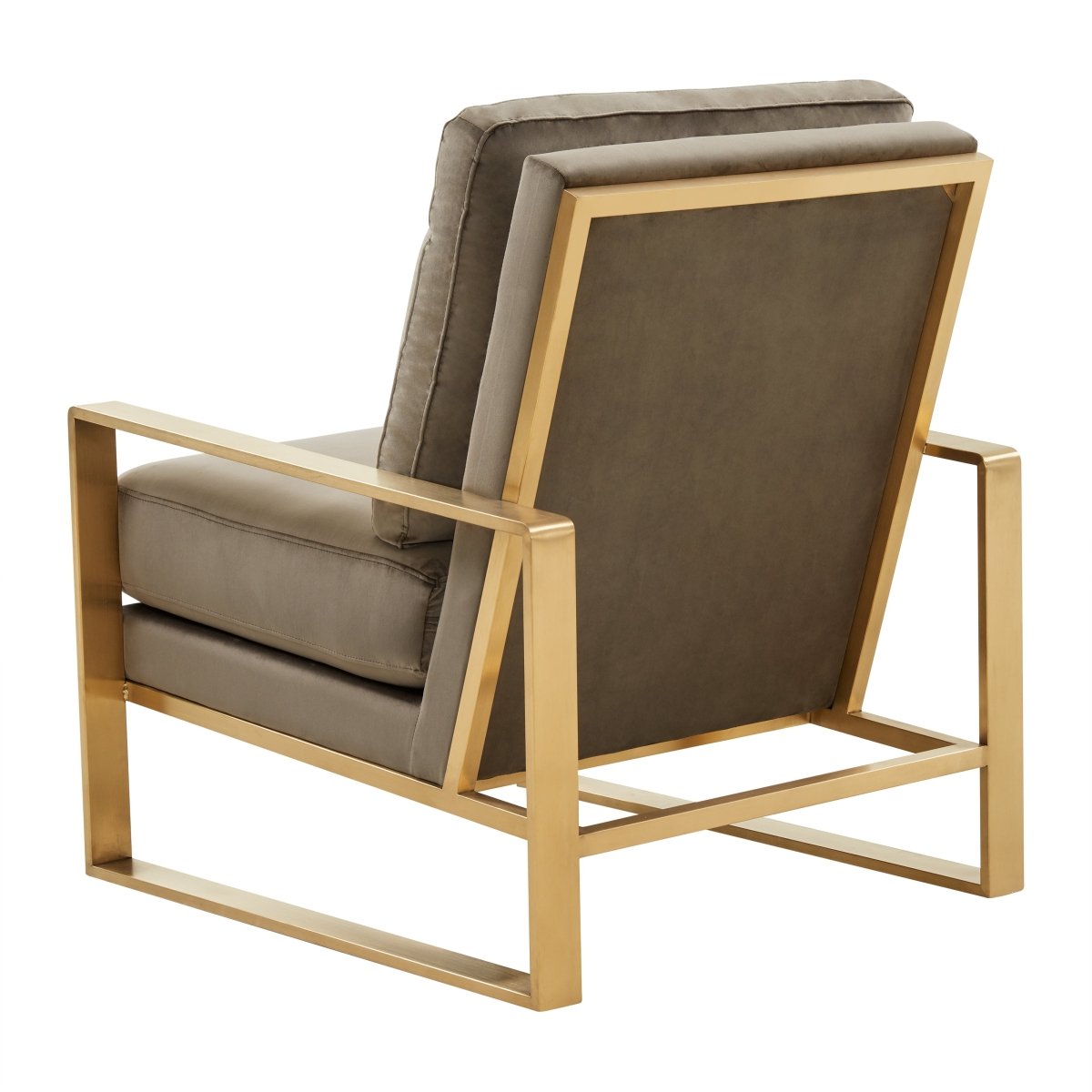 Leisuremod Sofa Jefferson Single-Seater Sofa Upholstered in Velvet/Leather and Gold/Silver Metal Frame