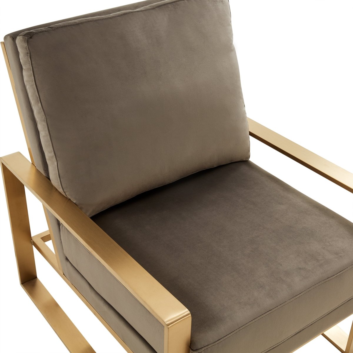 Leisuremod Sofa Jefferson Single-Seater Sofa Upholstered in Velvet/Leather and Gold/Silver Metal Frame