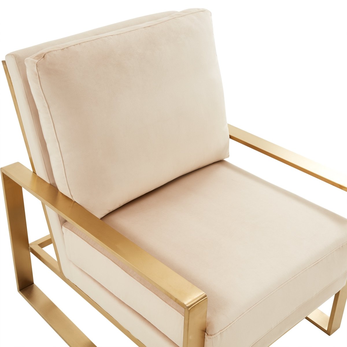 Leisuremod Sofa Jefferson Single-Seater Sofa Upholstered in Velvet/Leather and Gold/Silver Metal Frame