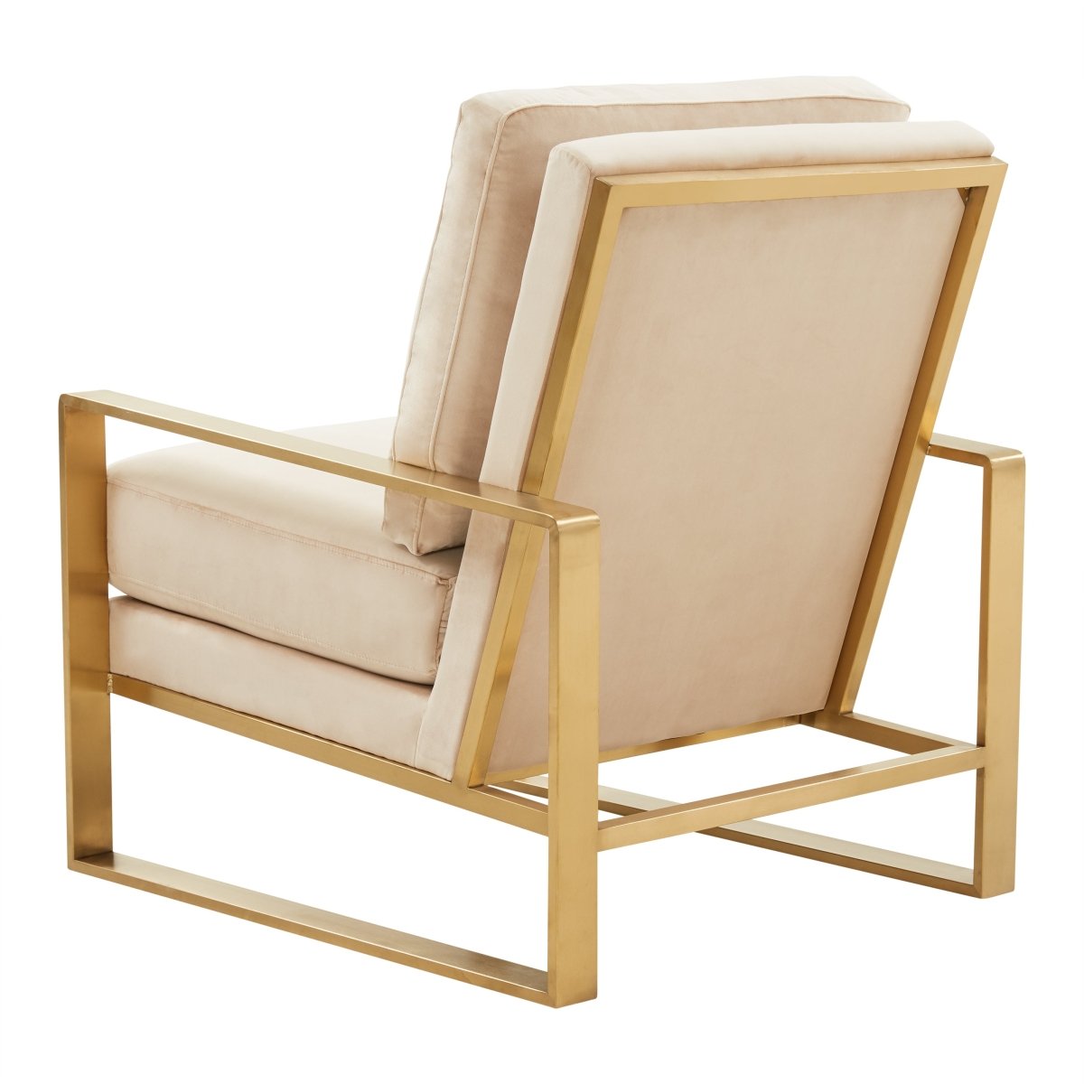 Leisuremod Sofa Jefferson Single-Seater Sofa Upholstered in Velvet/Leather and Gold/Silver Metal Frame