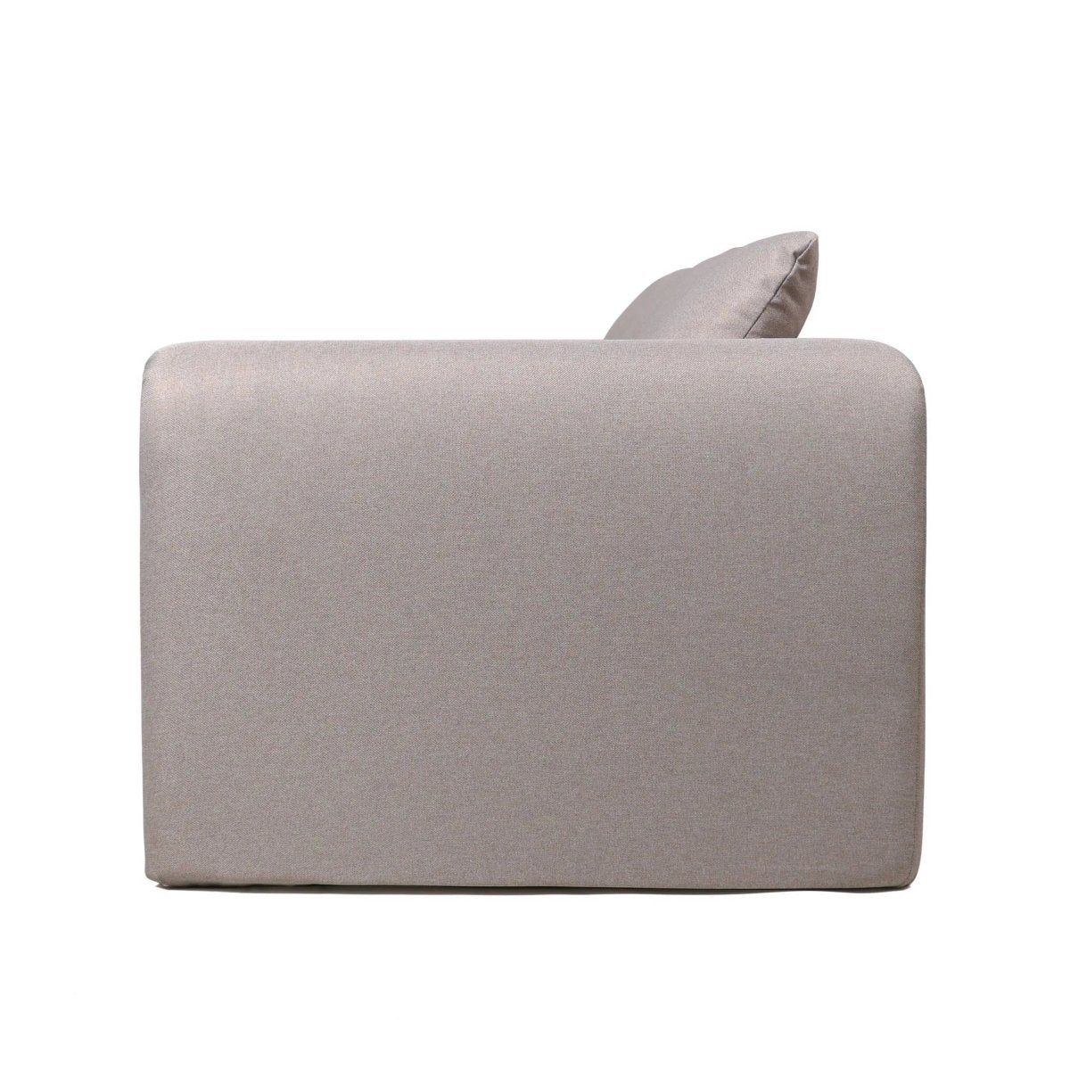 LeisureMod Sofa Light Brown Ely Three-Seater Sofa Upholstered in Linen with Iron Frame and Removable Cushions