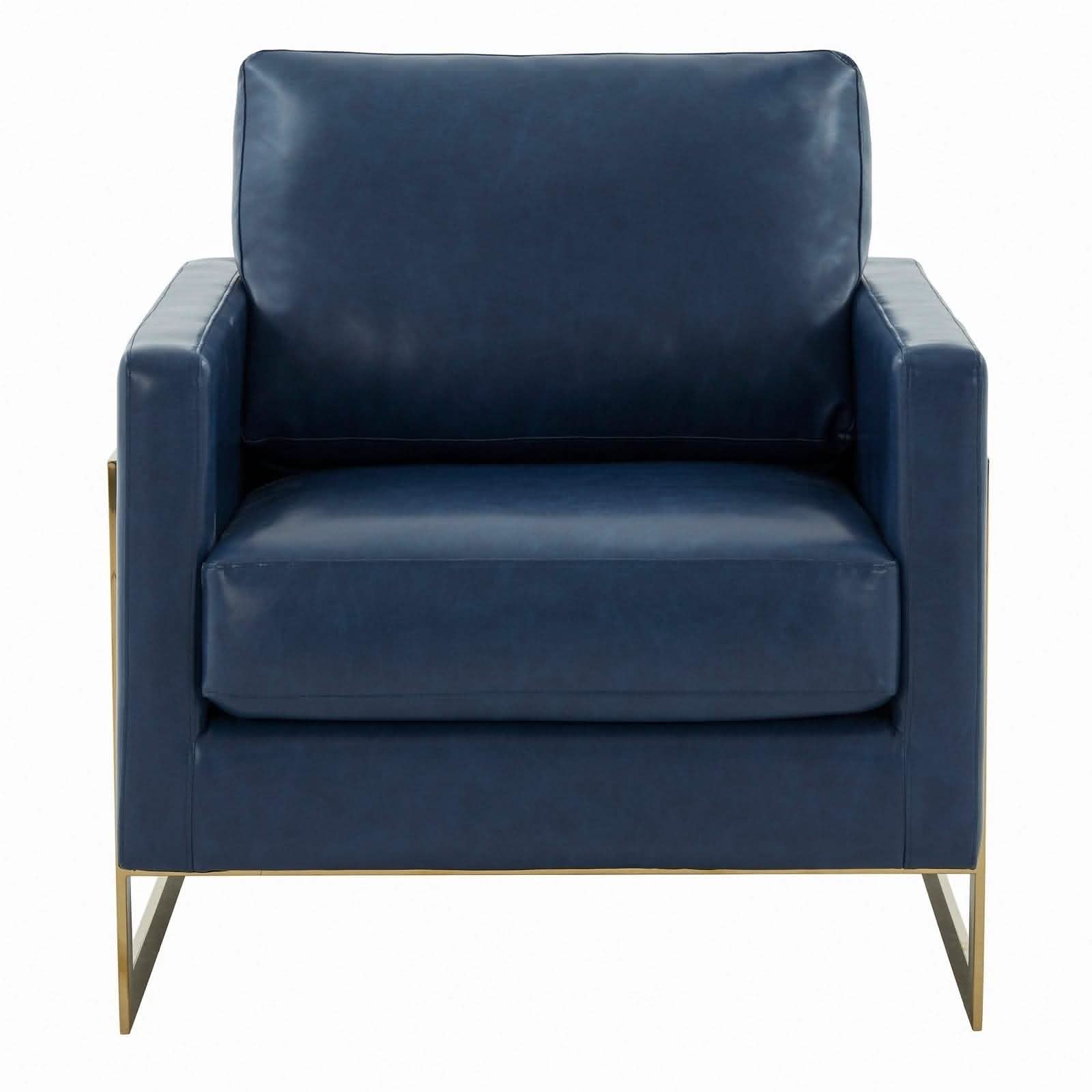 Leisuremod Sofa Lincoln Modern Upholstered in Fabric Accent Armchair With Gold/Black/White Metal Frame