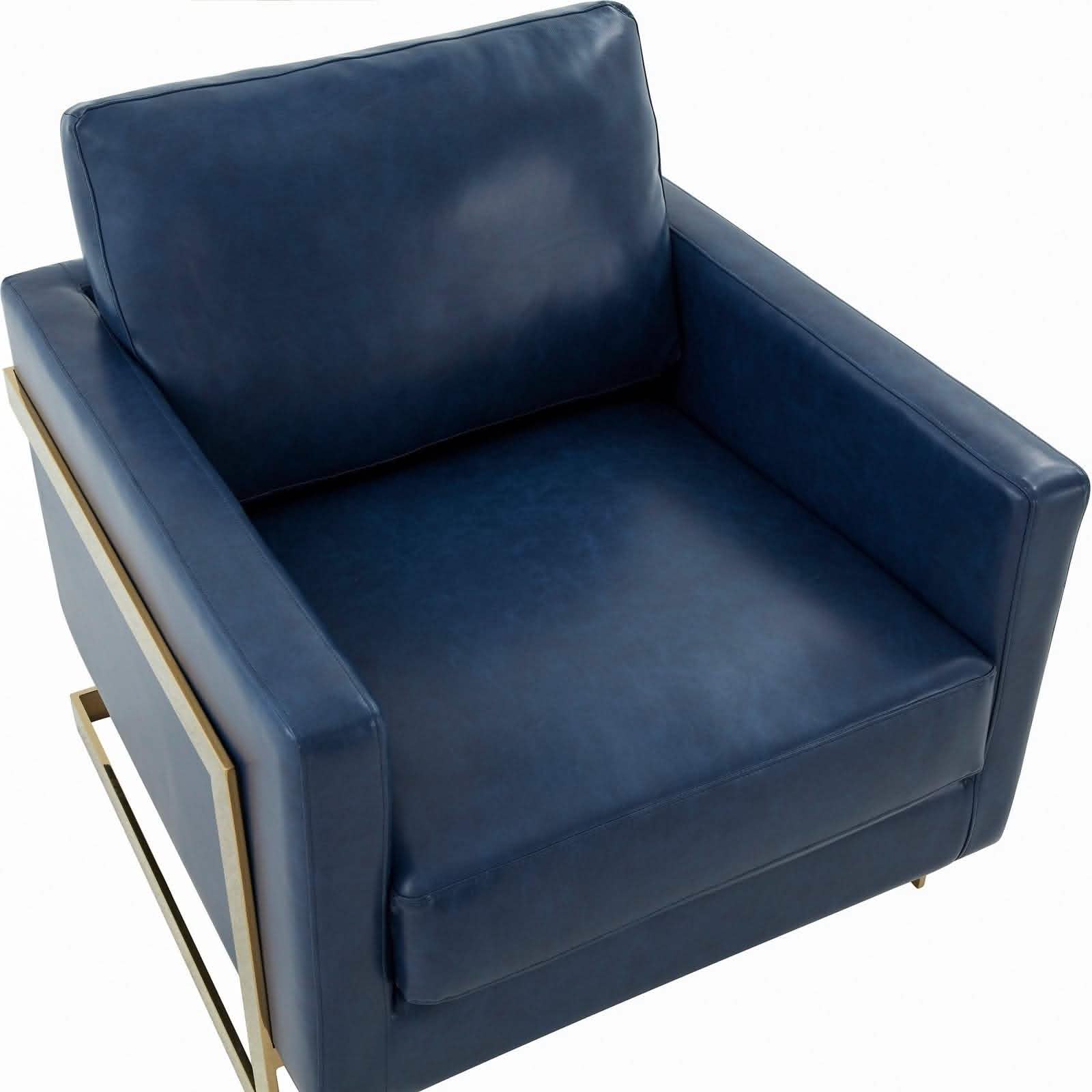 Leisuremod Sofa Lincoln Modern Upholstered in Fabric Accent Armchair With Gold/Black/White Metal Frame