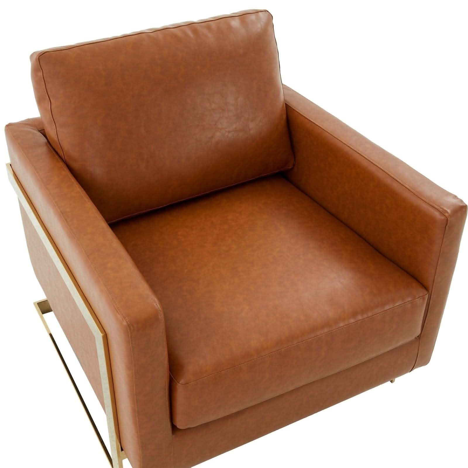 Leisuremod Sofa Lincoln Modern Upholstered in Fabric Accent Armchair With Gold/Black/White Metal Frame