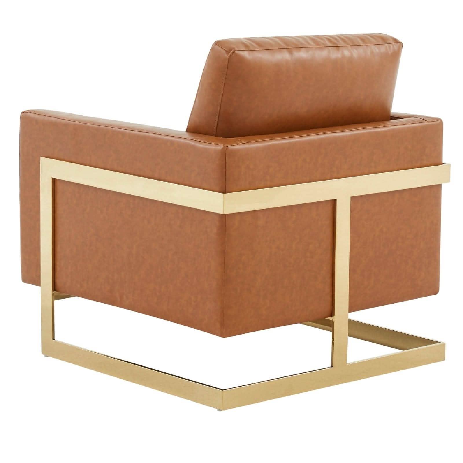 Leisuremod Sofa Lincoln Modern Upholstered in Fabric Accent Armchair With Gold/Black/White Metal Frame