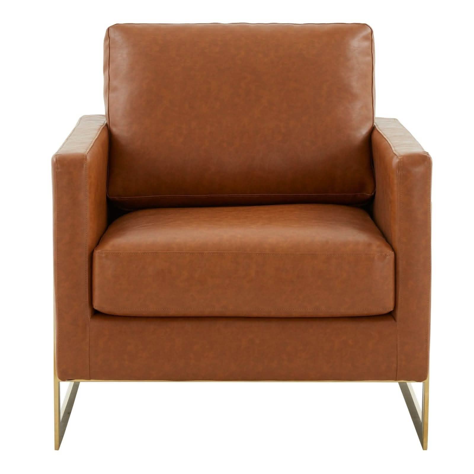 Leisuremod Sofa Lincoln Modern Upholstered in Fabric Accent Armchair With Gold/Black/White Metal Frame