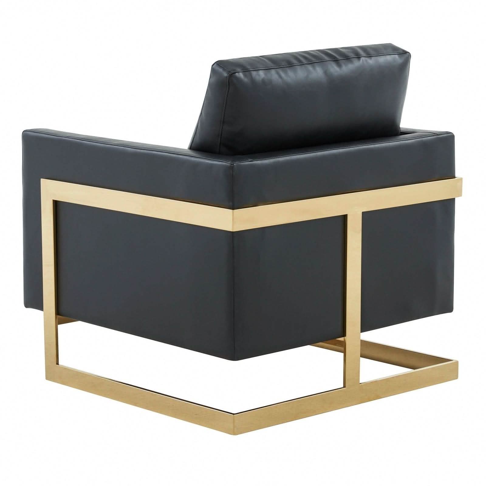 Leisuremod Sofa Lincoln Modern Upholstered in Fabric Accent Armchair With Gold/Black/White Metal Frame