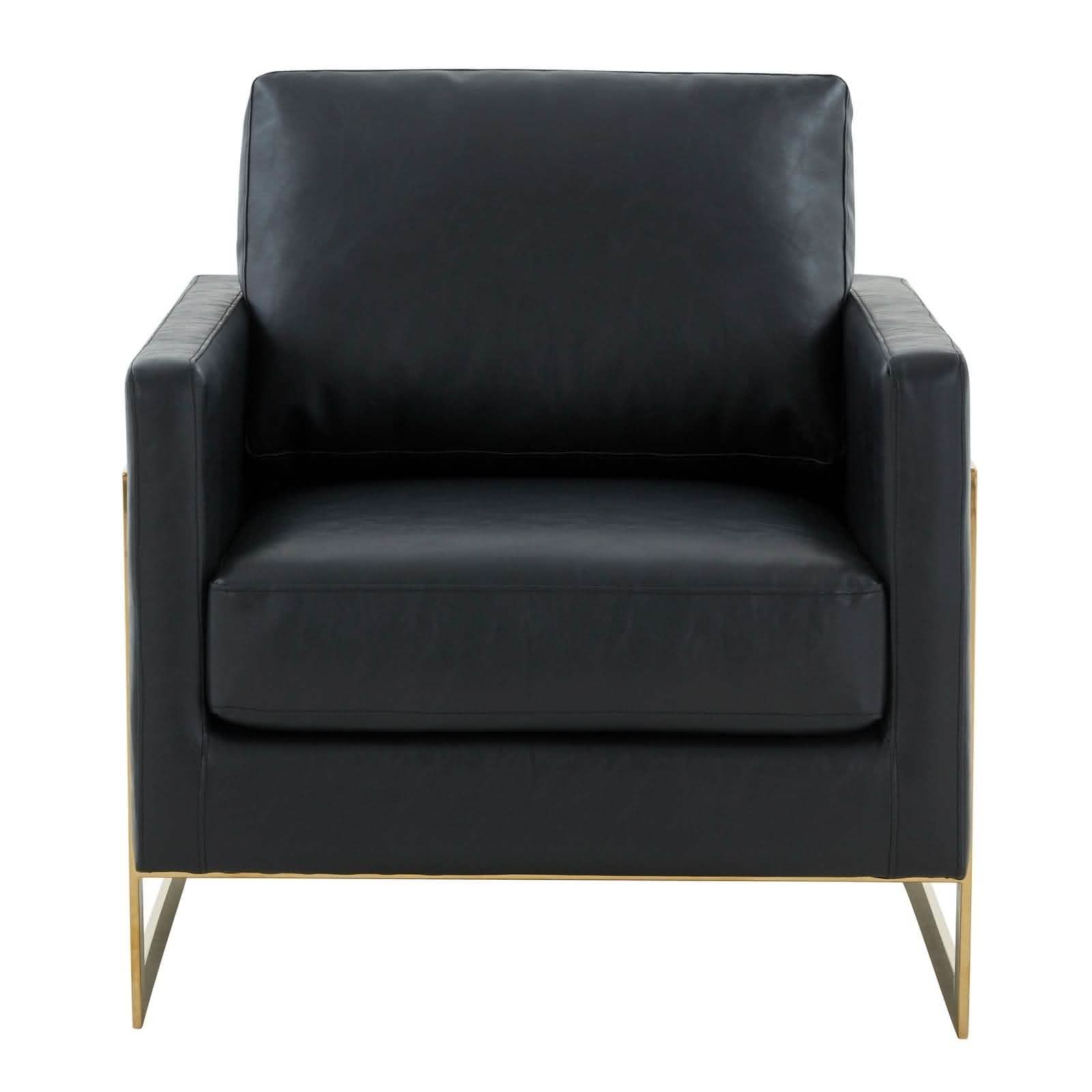 Leisuremod Sofa Lincoln Modern Upholstered in Fabric Accent Armchair With Gold/Black/White Metal Frame