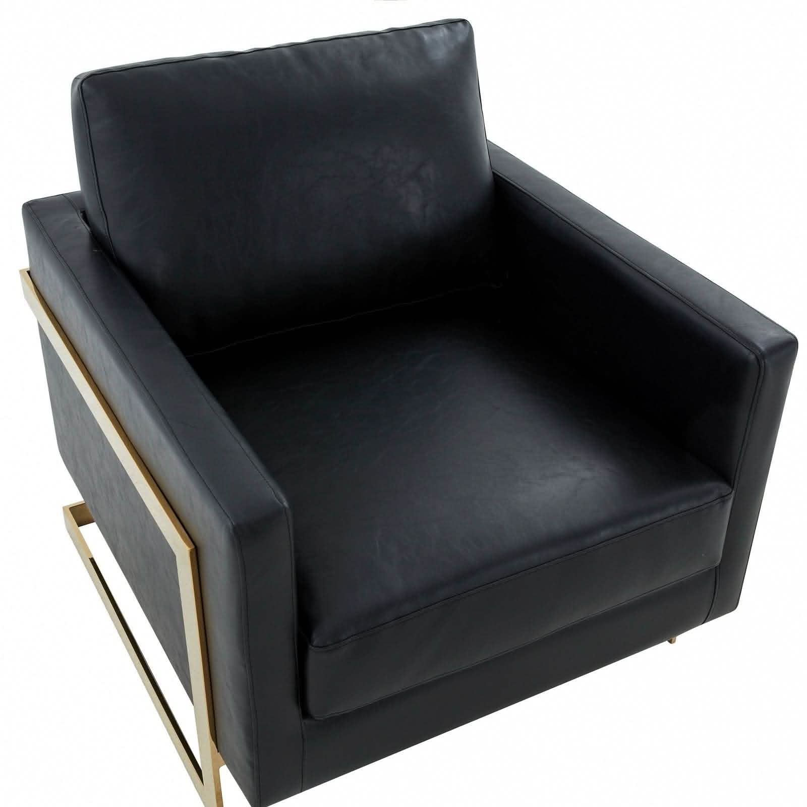 Leisuremod Sofa Lincoln Modern Upholstered in Fabric Accent Armchair With Gold/Black/White Metal Frame
