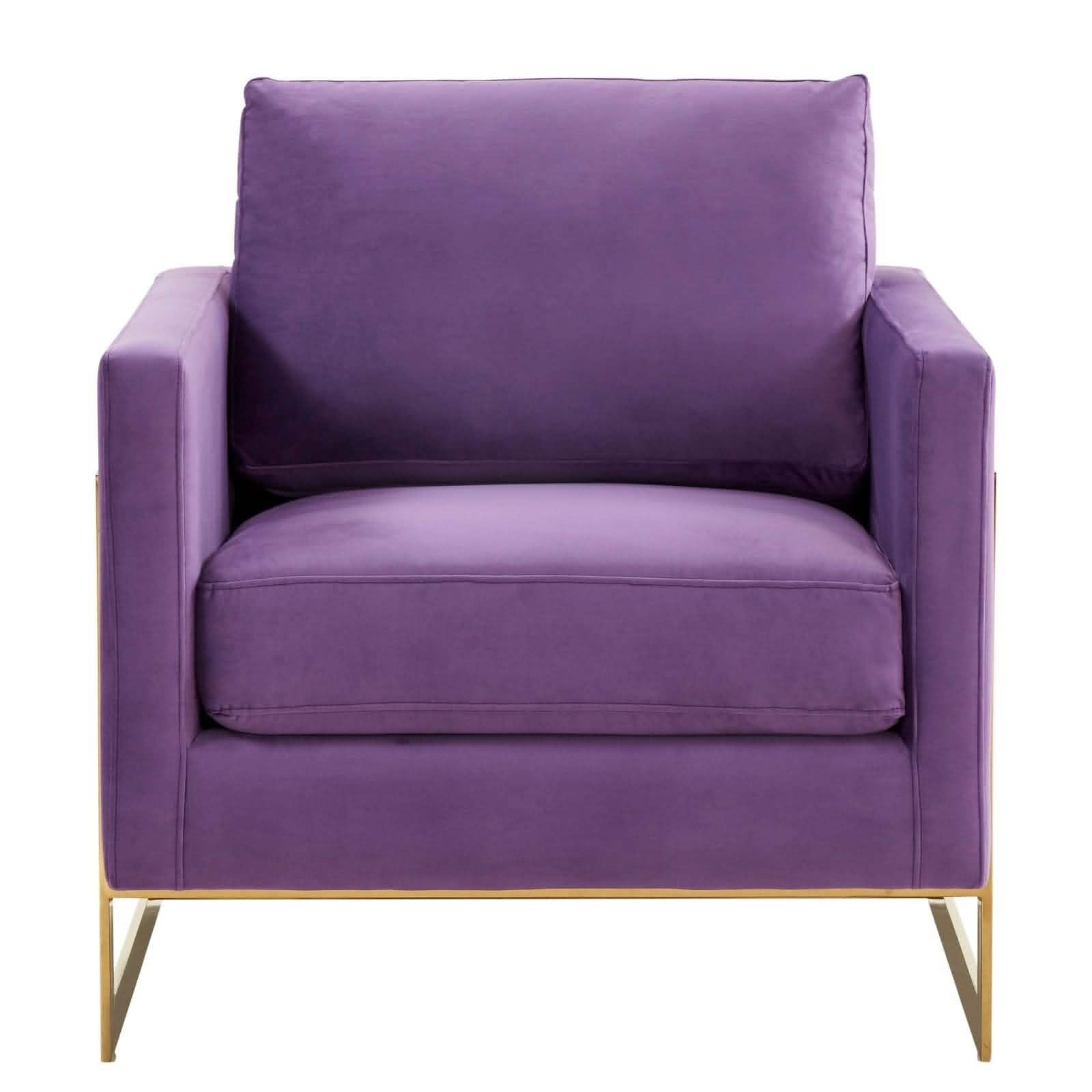 Leisuremod Sofa Lincoln Modern Upholstered in Fabric Accent Armchair With Gold/Black/White Metal Frame