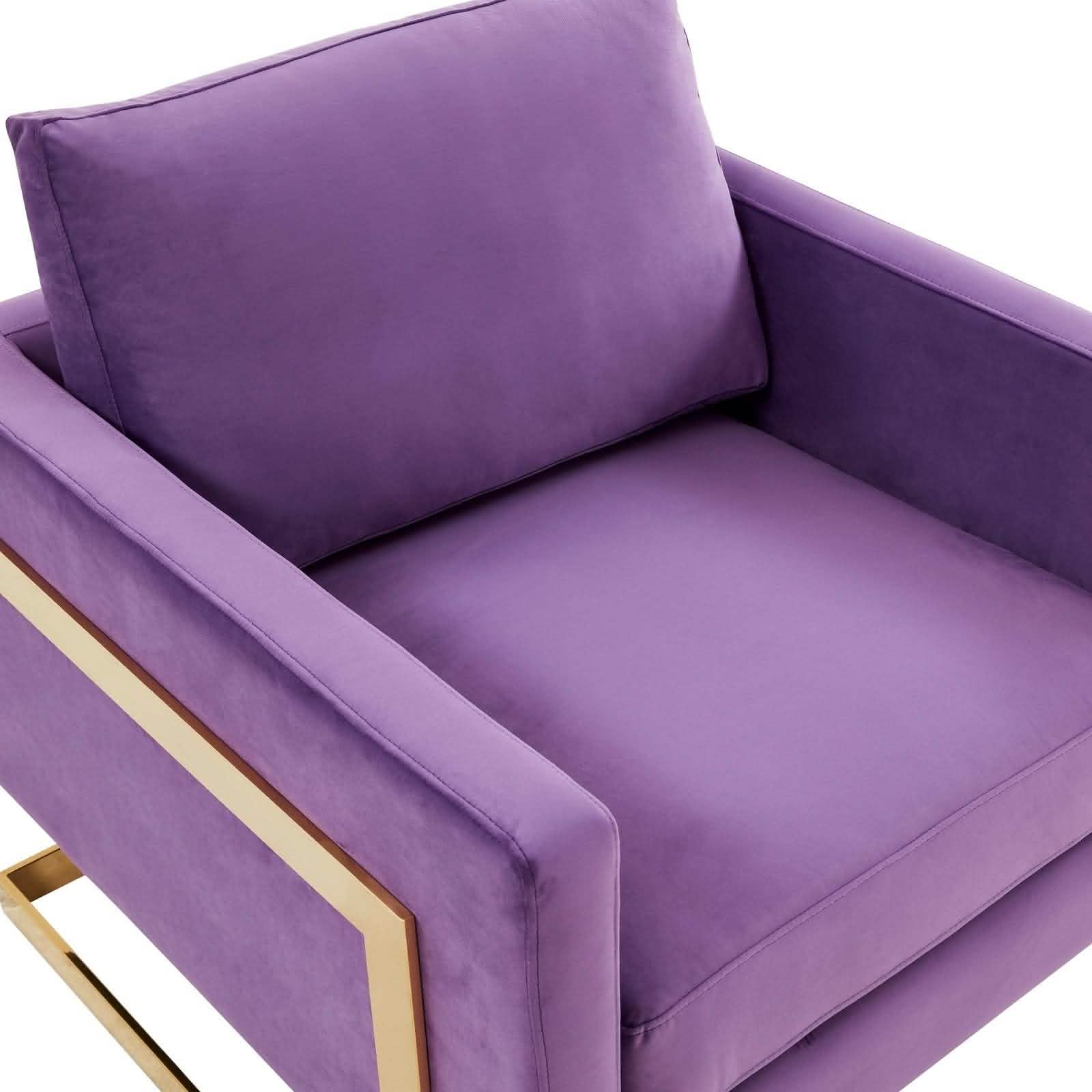 Leisuremod Sofa Lincoln Modern Upholstered in Fabric Accent Armchair With Gold/Black/White Metal Frame