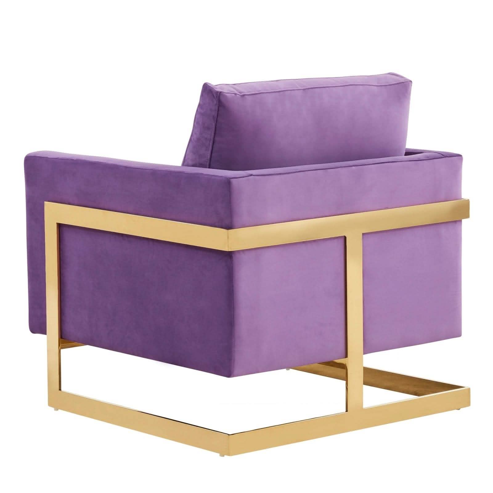 Leisuremod Sofa Lincoln Modern Upholstered in Fabric Accent Armchair With Gold/Black/White Metal Frame