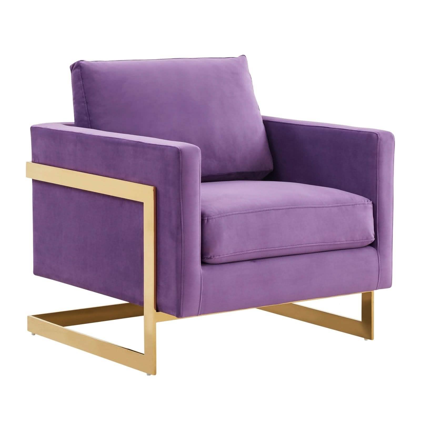 Leisuremod Sofa Lincoln Modern Upholstered in Fabric Accent Armchair With Gold/Black/White Metal Frame