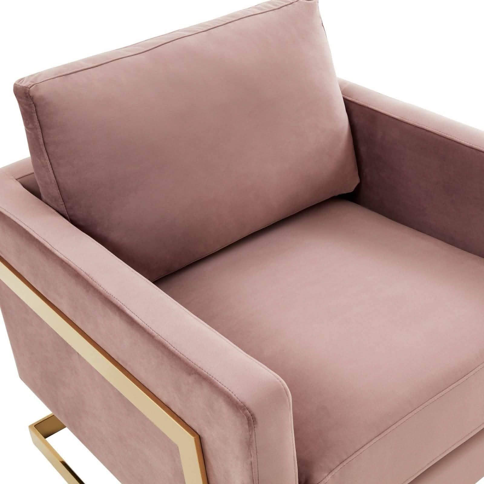 Leisuremod Sofa Lincoln Modern Upholstered in Fabric Accent Armchair With Gold/Black/White Metal Frame