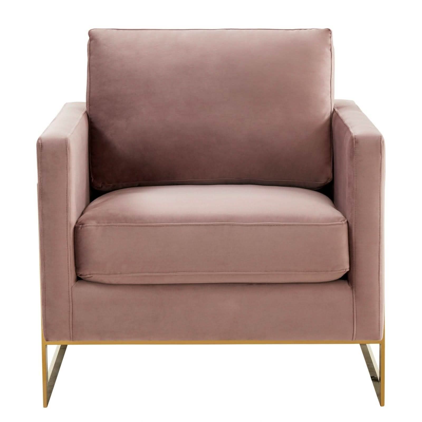 Leisuremod Sofa Lincoln Modern Upholstered in Fabric Accent Armchair With Gold/Black/White Metal Frame