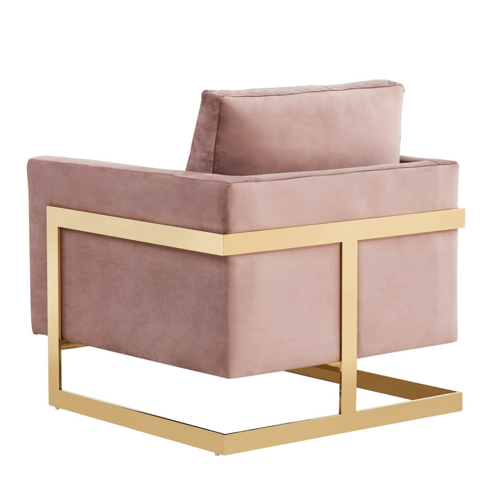 Leisuremod Sofa Lincoln Modern Upholstered in Fabric Accent Armchair With Gold/Black/White Metal Frame