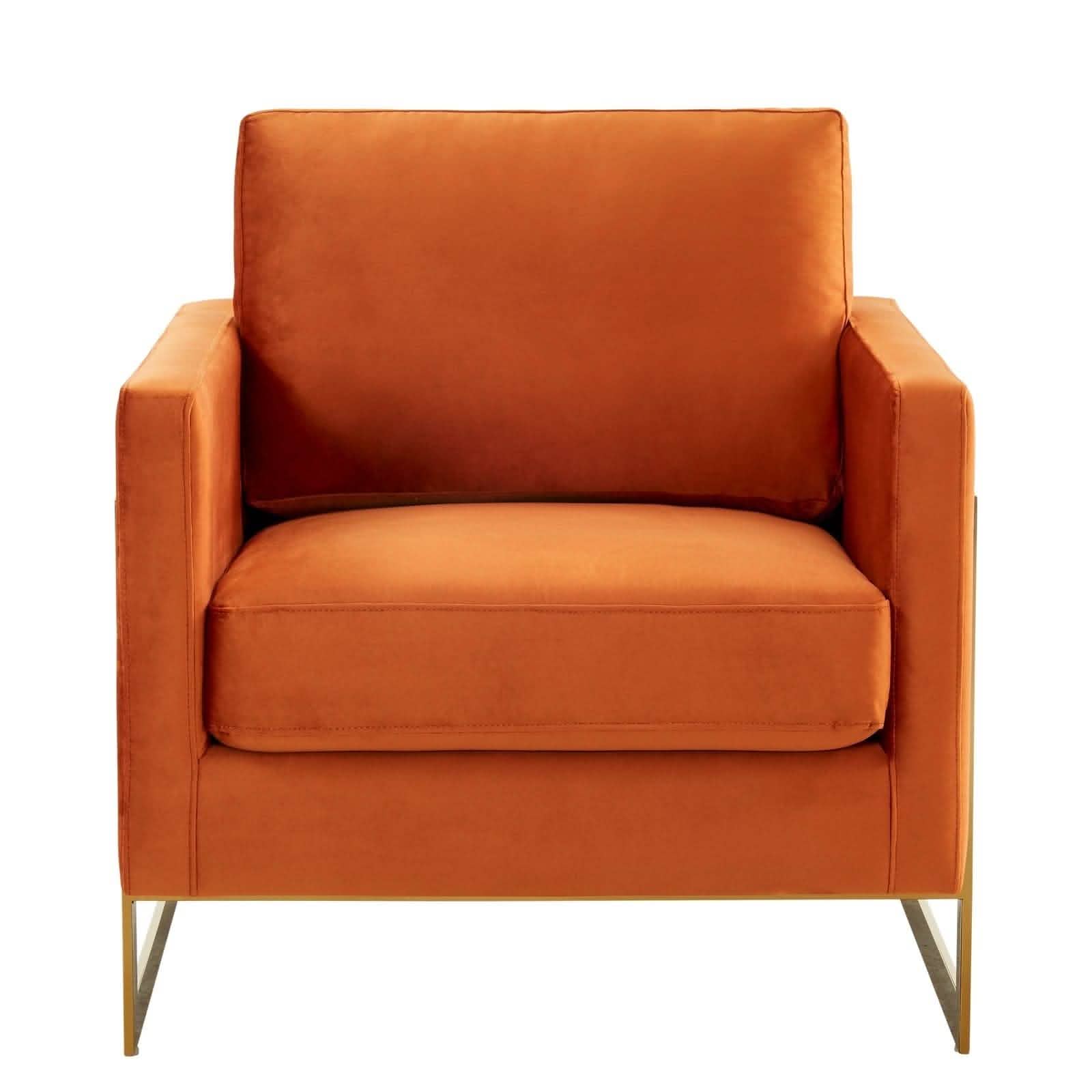 Leisuremod Sofa Lincoln Modern Upholstered in Fabric Accent Armchair With Gold/Black/White Metal Frame