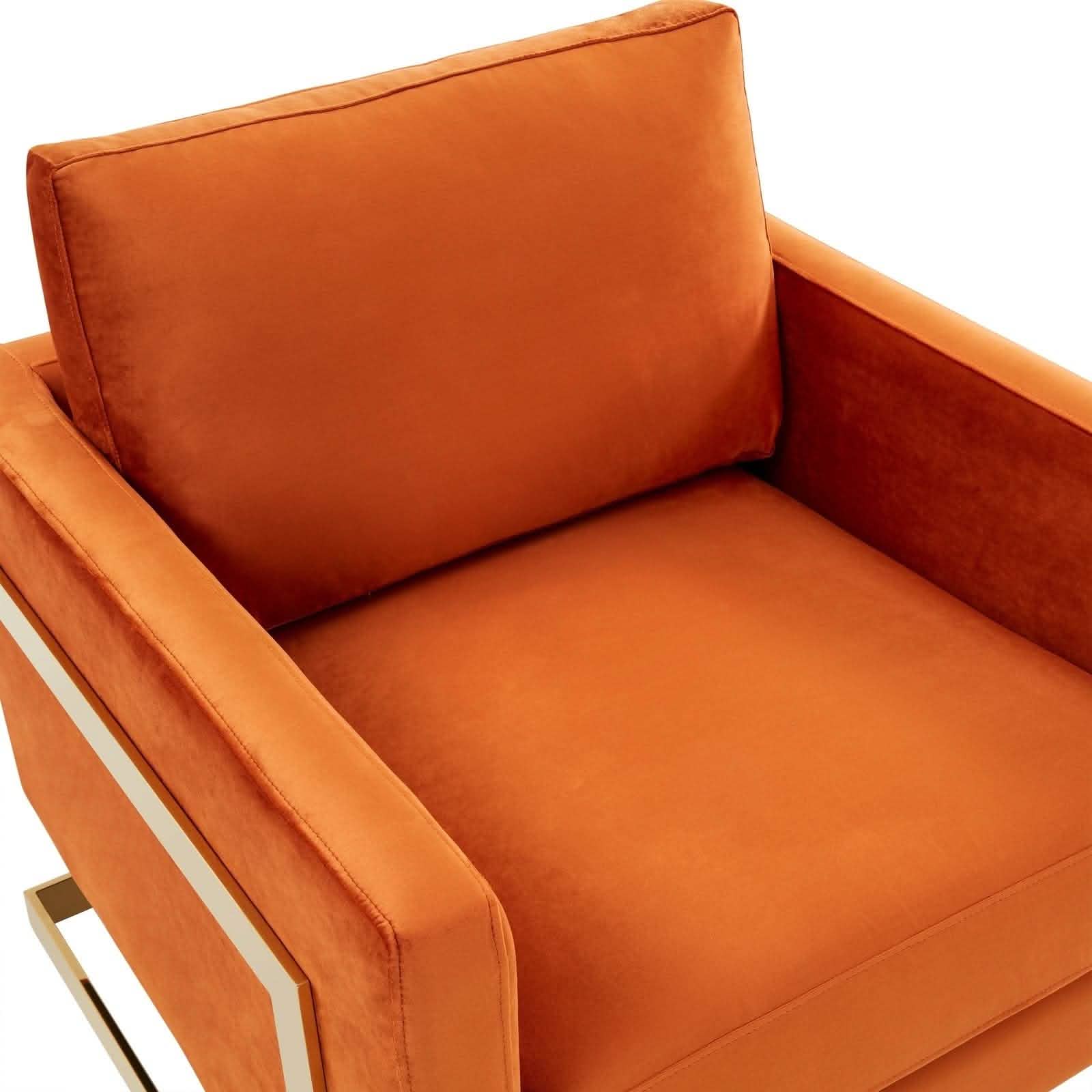 Leisuremod Sofa Lincoln Modern Upholstered in Fabric Accent Armchair With Gold/Black/White Metal Frame