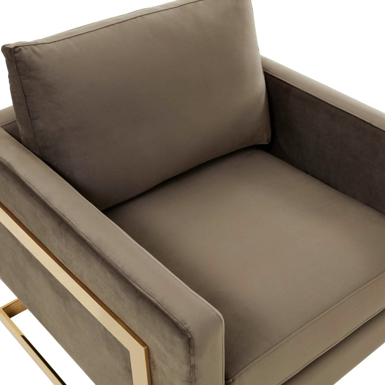 Leisuremod Sofa Lincoln Modern Upholstered in Fabric Accent Armchair With Gold/Black/White Metal Frame