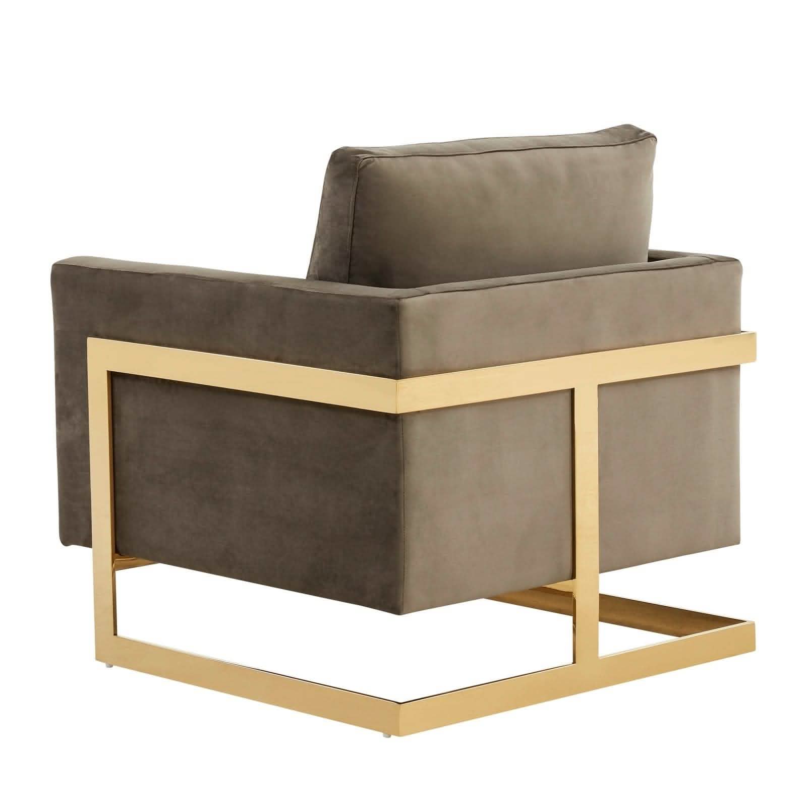 Leisuremod Sofa Lincoln Modern Upholstered in Fabric Accent Armchair With Gold/Black/White Metal Frame