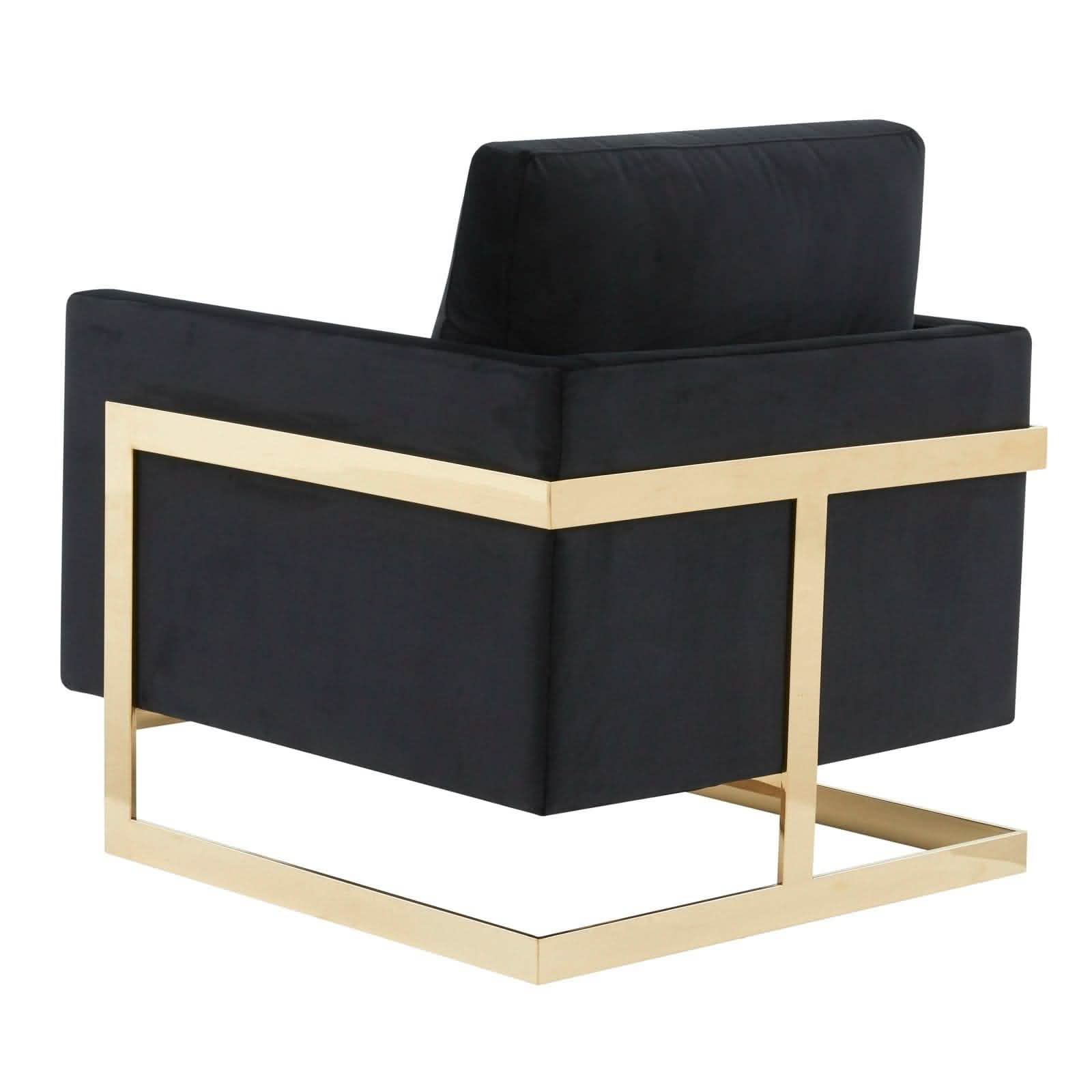 Leisuremod Sofa Lincoln Modern Upholstered in Fabric Accent Armchair With Gold/Black/White Metal Frame